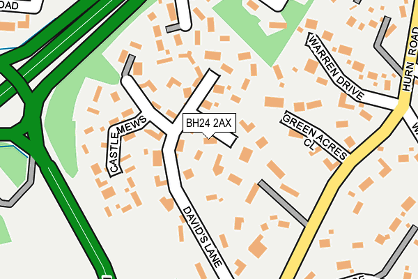 BH24 2AX map - OS OpenMap – Local (Ordnance Survey)