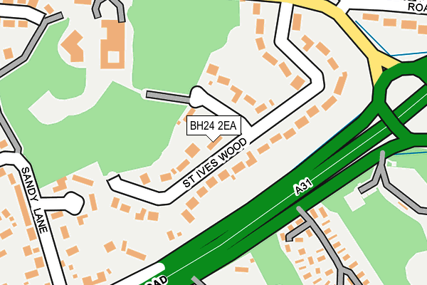 BH24 2EA map - OS OpenMap – Local (Ordnance Survey)