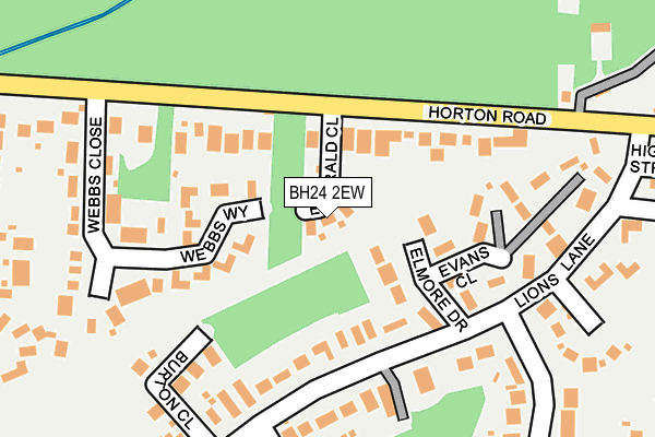 BH24 2EW map - OS OpenMap – Local (Ordnance Survey)