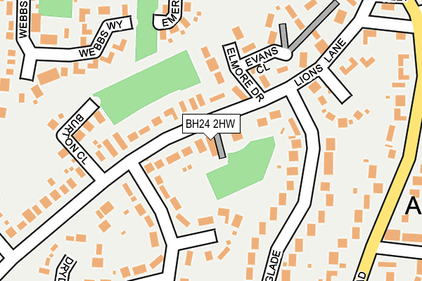 BH24 2HW map - OS OpenMap – Local (Ordnance Survey)
