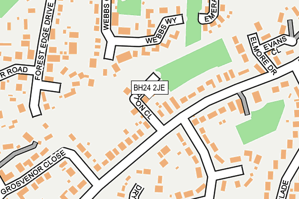 BH24 2JE map - OS OpenMap – Local (Ordnance Survey)