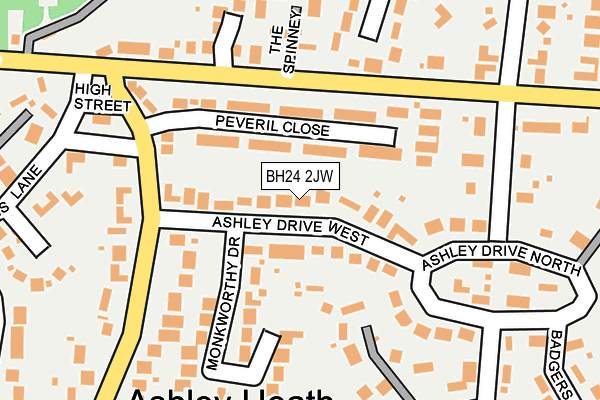 BH24 2JW map - OS OpenMap – Local (Ordnance Survey)