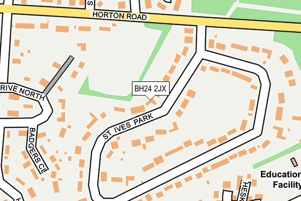 BH24 2JX map - OS OpenMap – Local (Ordnance Survey)