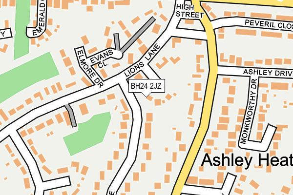 BH24 2JZ map - OS OpenMap – Local (Ordnance Survey)