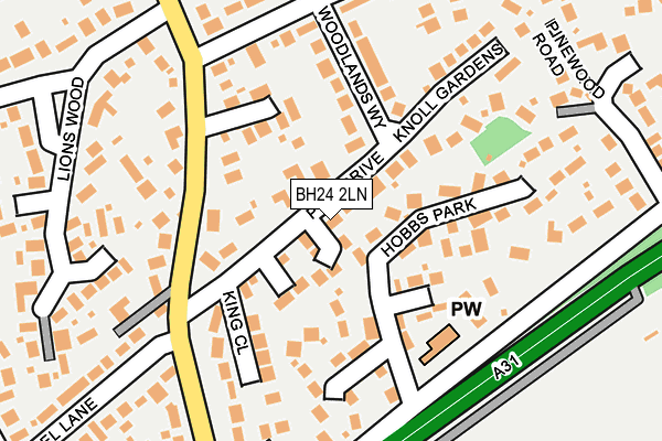 BH24 2LN map - OS OpenMap – Local (Ordnance Survey)
