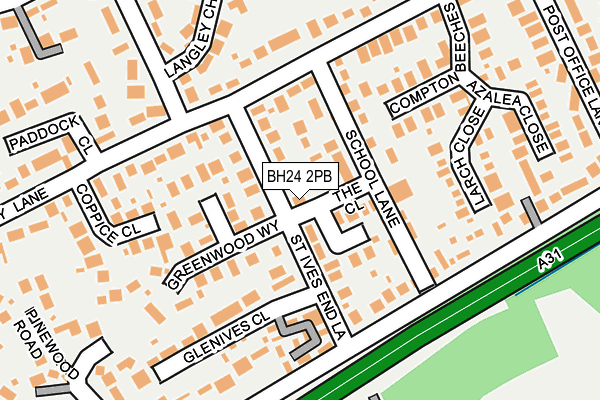 BH24 2PB map - OS OpenMap – Local (Ordnance Survey)