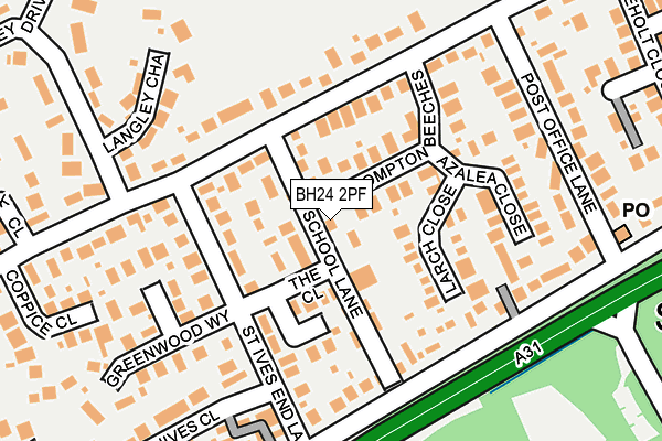 BH24 2PF map - OS OpenMap – Local (Ordnance Survey)