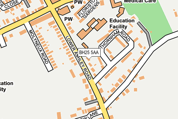 BH25 5AA map - OS OpenMap – Local (Ordnance Survey)