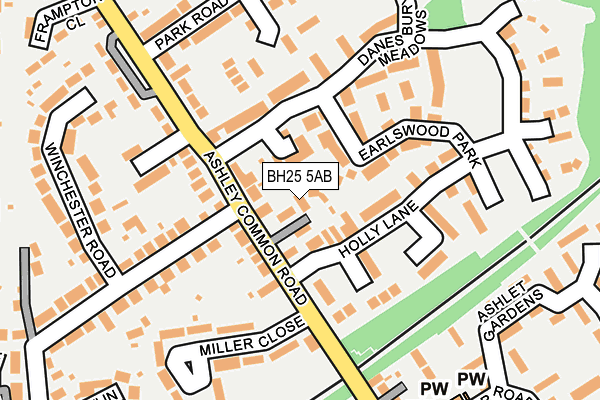 BH25 5AB map - OS OpenMap – Local (Ordnance Survey)