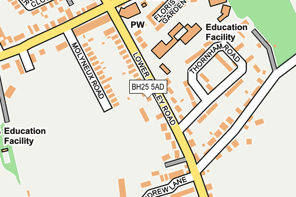 BH25 5AD map - OS OpenMap – Local (Ordnance Survey)