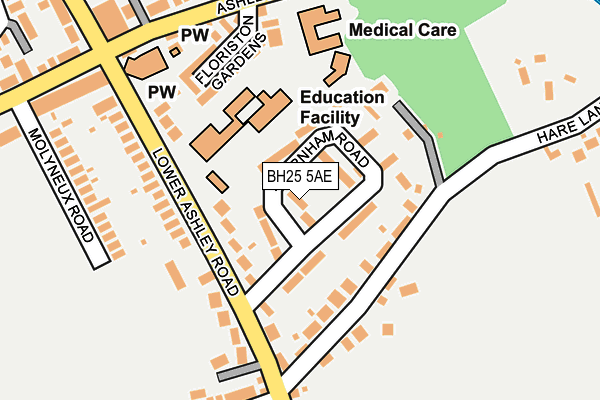 BH25 5AE map - OS OpenMap – Local (Ordnance Survey)