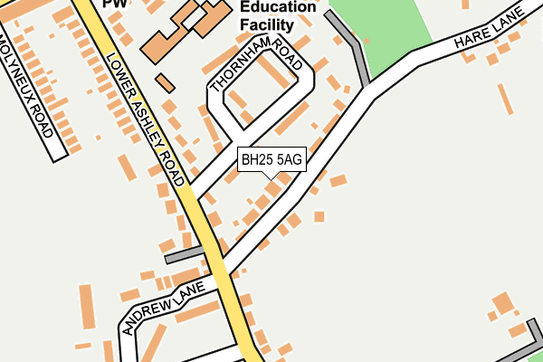 BH25 5AG map - OS OpenMap – Local (Ordnance Survey)