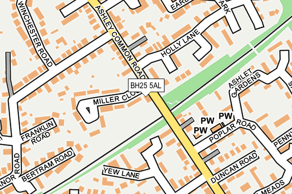 BH25 5AL map - OS OpenMap – Local (Ordnance Survey)