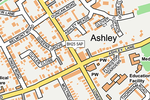 BH25 5AP map - OS OpenMap – Local (Ordnance Survey)