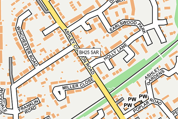BH25 5AR map - OS OpenMap – Local (Ordnance Survey)