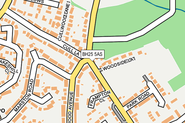 BH25 5AS map - OS OpenMap – Local (Ordnance Survey)