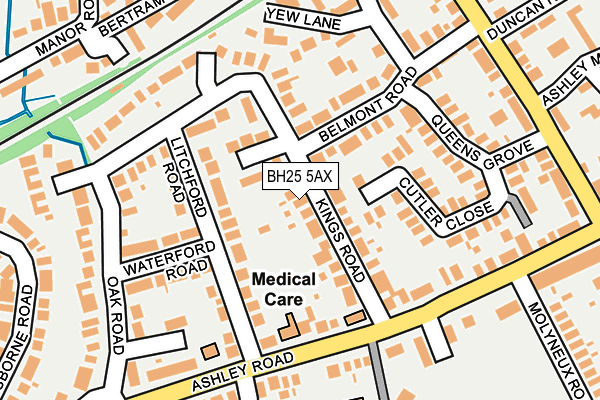 BH25 5AX map - OS OpenMap – Local (Ordnance Survey)