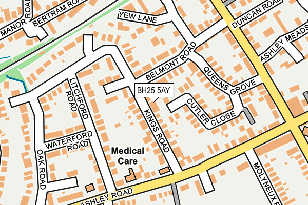 BH25 5AY map - OS OpenMap – Local (Ordnance Survey)