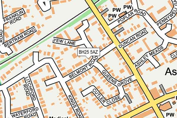 BH25 5AZ map - OS OpenMap – Local (Ordnance Survey)