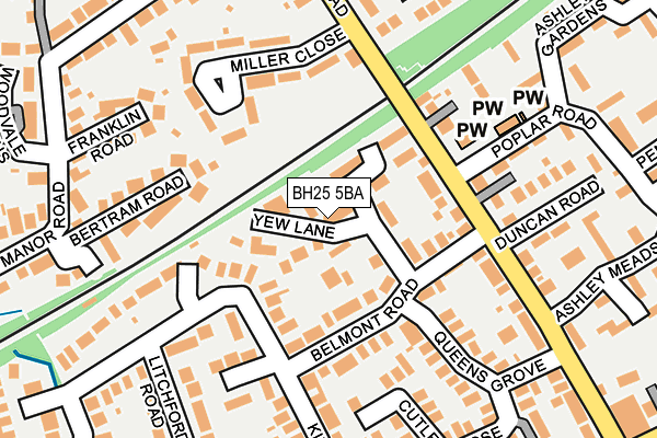 BH25 5BA map - OS OpenMap – Local (Ordnance Survey)