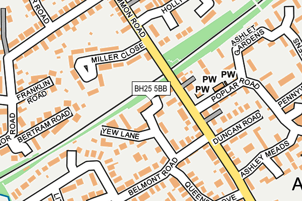BH25 5BB map - OS OpenMap – Local (Ordnance Survey)