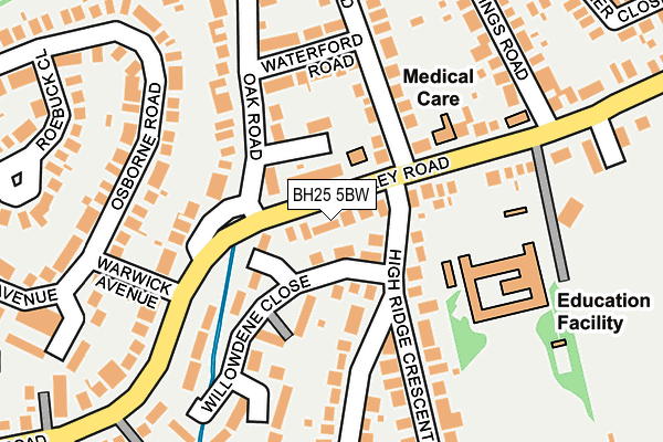 BH25 5BW map - OS OpenMap – Local (Ordnance Survey)