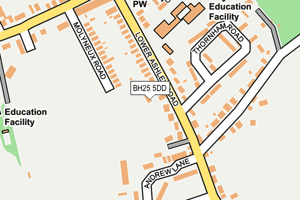 BH25 5DD map - OS OpenMap – Local (Ordnance Survey)