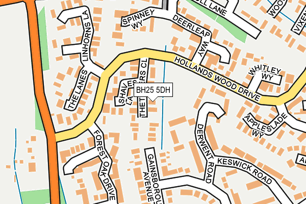 BH25 5DH map - OS OpenMap – Local (Ordnance Survey)