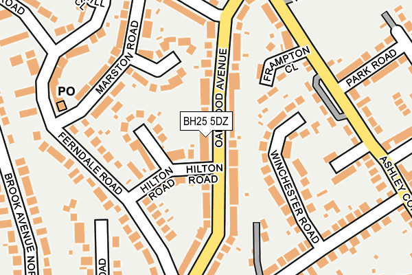 BH25 5DZ map - OS OpenMap – Local (Ordnance Survey)
