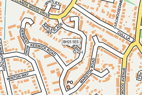 BH25 5ES map - OS OpenMap – Local (Ordnance Survey)
