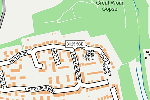 BH25 5GE map - OS OpenMap – Local (Ordnance Survey)