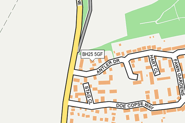BH25 5GF map - OS OpenMap – Local (Ordnance Survey)