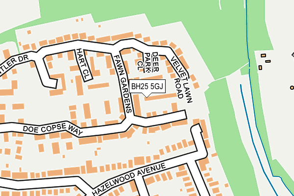 BH25 5GJ map - OS OpenMap – Local (Ordnance Survey)