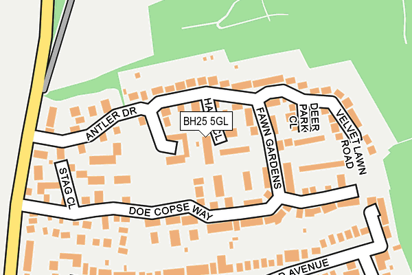 BH25 5GL map - OS OpenMap – Local (Ordnance Survey)