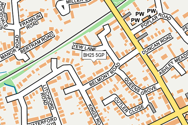 BH25 5GP map - OS OpenMap – Local (Ordnance Survey)