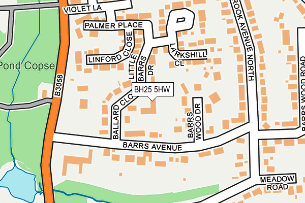 BH25 5HW map - OS OpenMap – Local (Ordnance Survey)