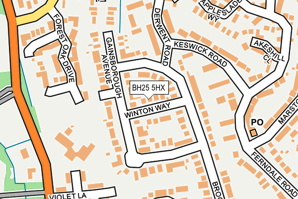BH25 5HX map - OS OpenMap – Local (Ordnance Survey)