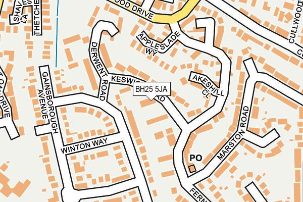 BH25 5JA map - OS OpenMap – Local (Ordnance Survey)