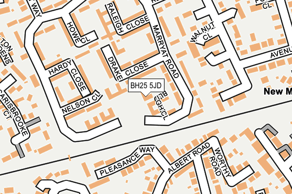 BH25 5JD map - OS OpenMap – Local (Ordnance Survey)