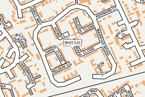 BH25 5JG map - OS OpenMap – Local (Ordnance Survey)