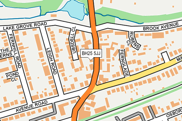 BH25 5JJ map - OS OpenMap – Local (Ordnance Survey)