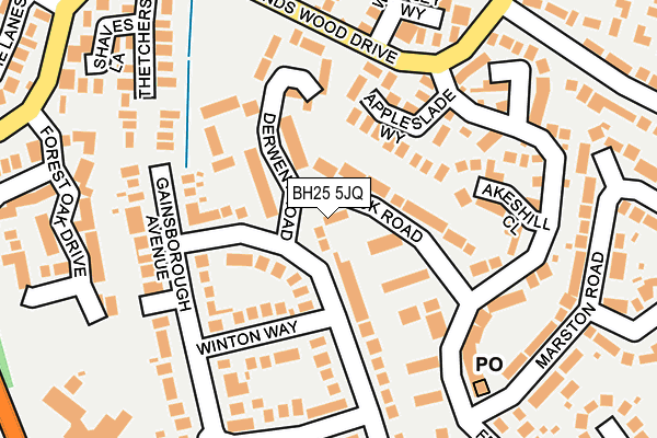 BH25 5JQ map - OS OpenMap – Local (Ordnance Survey)