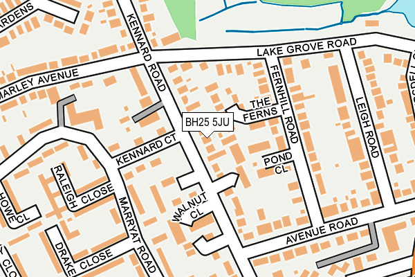 BH25 5JU map - OS OpenMap – Local (Ordnance Survey)