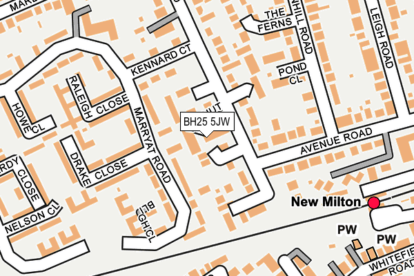 BH25 5JW map - OS OpenMap – Local (Ordnance Survey)