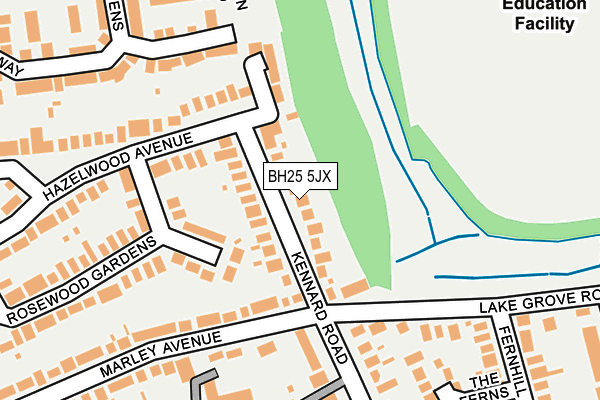 BH25 5JX map - OS OpenMap – Local (Ordnance Survey)