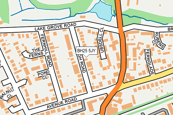 BH25 5JY map - OS OpenMap – Local (Ordnance Survey)