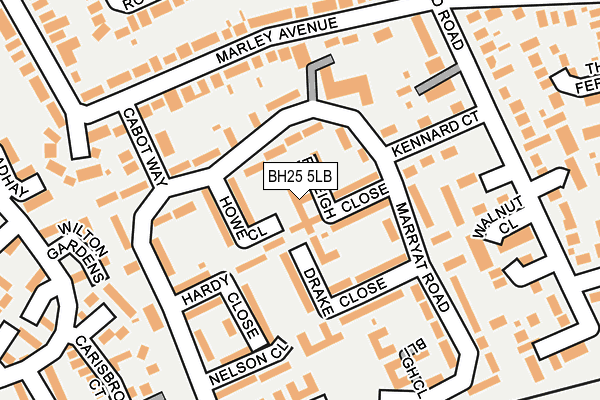 BH25 5LB map - OS OpenMap – Local (Ordnance Survey)