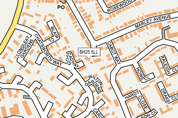 BH25 5LL map - OS OpenMap – Local (Ordnance Survey)