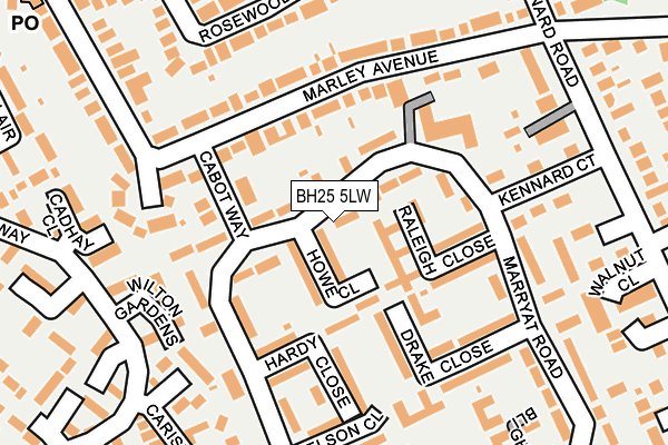 BH25 5LW map - OS OpenMap – Local (Ordnance Survey)