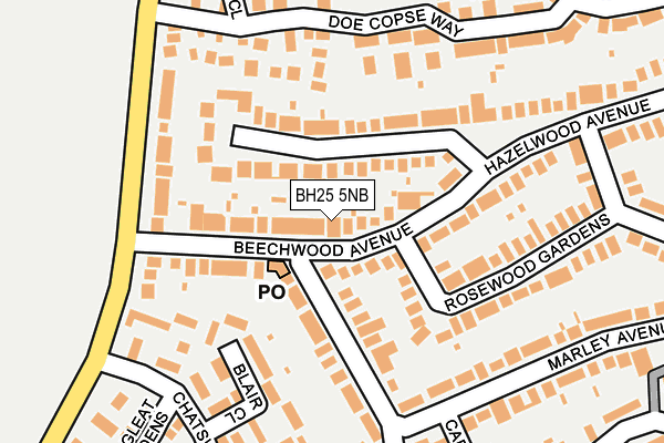 BH25 5NB map - OS OpenMap – Local (Ordnance Survey)